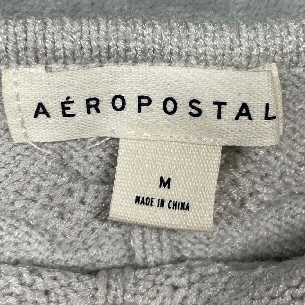 Aeropostale Off Shoulder Cable Knit Sweater Light Gray Size Medium - Picture 5 of 10